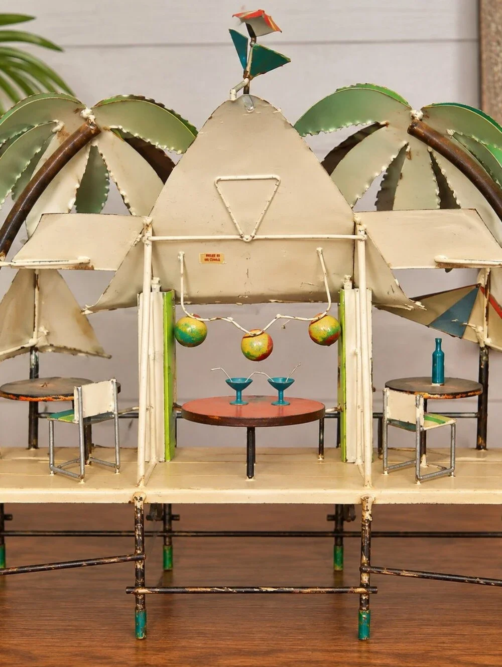Island Time Tiki Bar Metal Sculpture Tropical Beach Decor